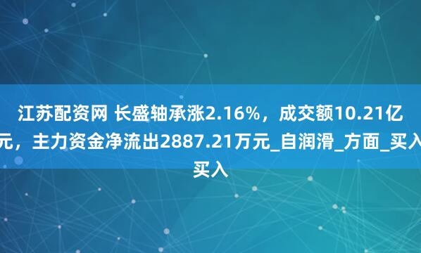 江苏配资网 长盛轴承涨2.16%，成交额10.21亿元，主力资金净流出2887.21万元_自润滑_方面_买入